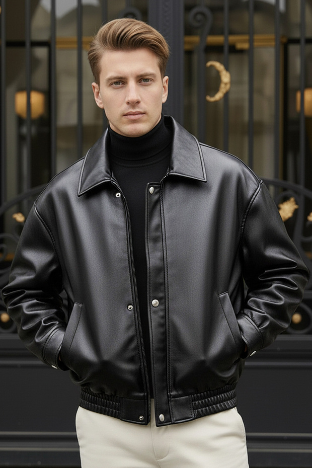 Oversize Erkek Deri Ceket - 1
