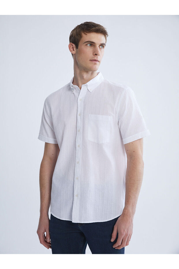 Lcwaikiki Classic Regular Fit Hakim Collar Short Sleeve Men's Shirt