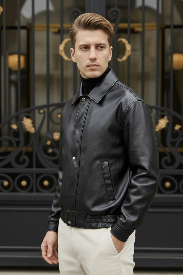 Oversize Erkek Deri Ceket - 3