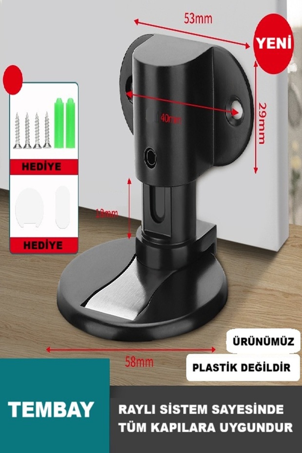 SİYAH Mıknatıslı Metal Kapı Stoperi Akılı Kapı Tamponu Yapışkanlı Kapı Stoperi Vidalı Kapı Stoperi - 5