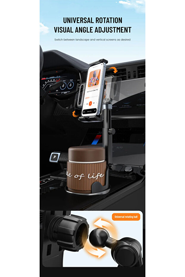 black Car Cup Tablet Stand Phone Holder Expander Multifunction Support Adapter for Auto Interior Dri - 4