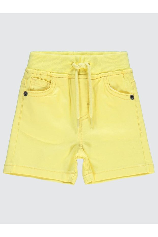 Lace-Up Shorts with Ribbed Waistband for 6-18 Months - Yellow