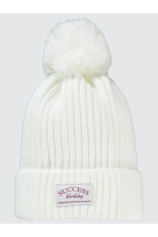 Basic Success 6-9 Years Old Pompom Hat Beanie - White