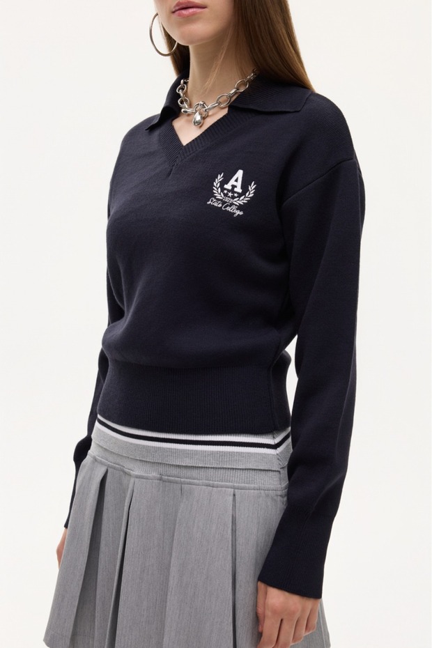 Nakış İşlemeli V Yaka Triko - 3