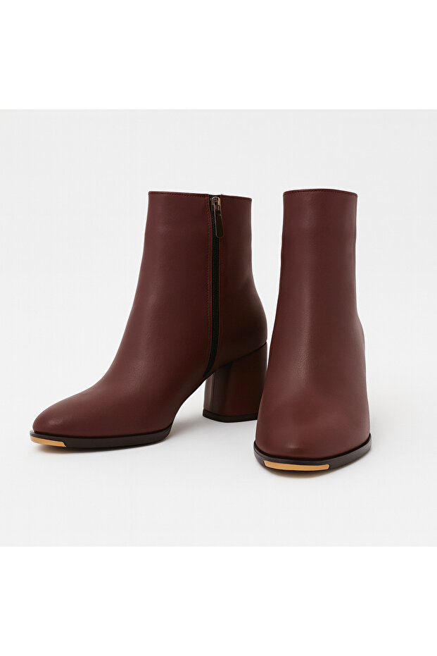 Kadın Bordo Vicky Topuklu Deri Bot 6,5cm BYNDRSL2406 - 4