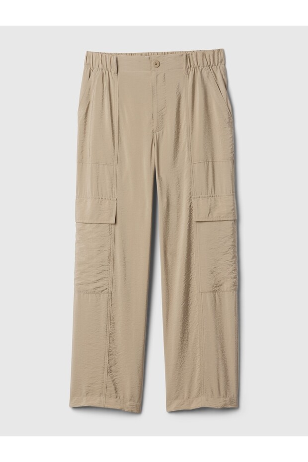 Kadın Bej Mid Rise Pull-On Kargo Pantolon - 3