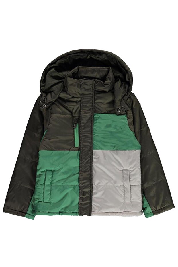 Piece Paneled 6-9 Years Old Coat - Khaki 8-9 Years Old