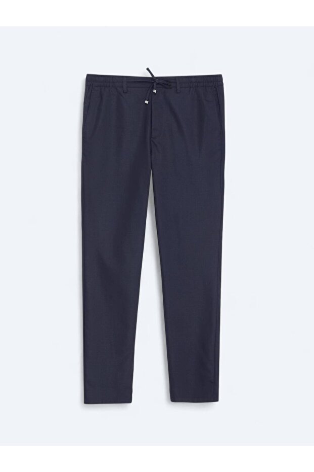 Lacivert Düz Dokuma Jogging Fit Casual Pantolon - 5