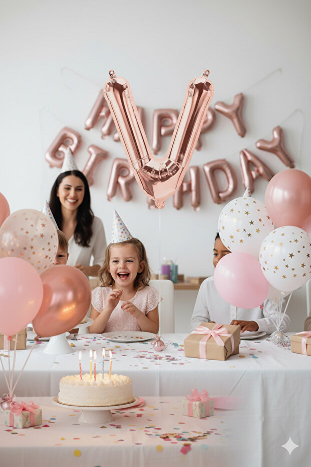 Rose Gold Foil Balloon 36 - 40 cm (V) Letter