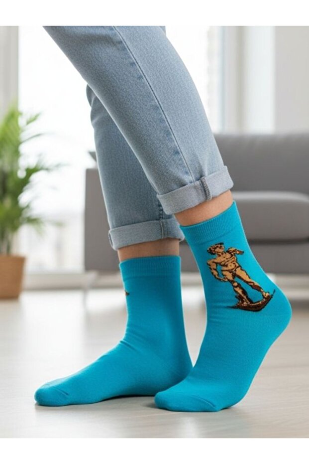 جوارب ملونة منقوشة على شكل تمثال داود - 1