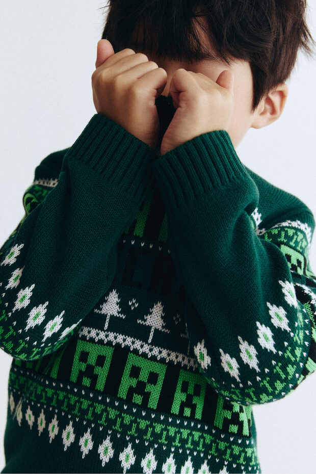 Pamuklu Jakarlı Triko Kazak - 3