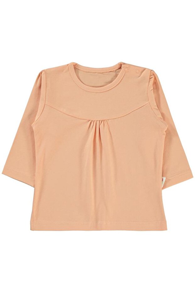 6-18 Months Girls' Single Top with Front Piece - Powder