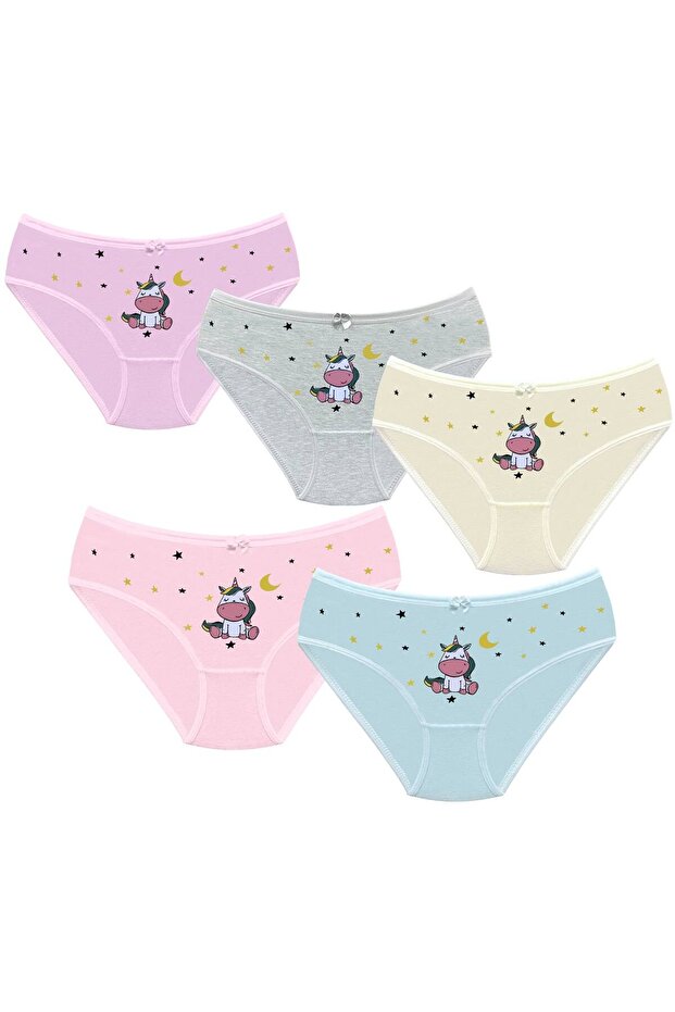 009 Дівчача білизна, набір з 5 трусиків з принтом V21 - 5