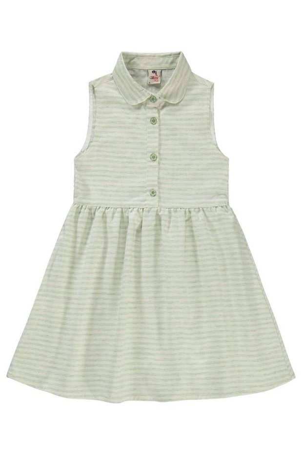 Civil girls striped dress for ages 6-9 - green ages 6-7