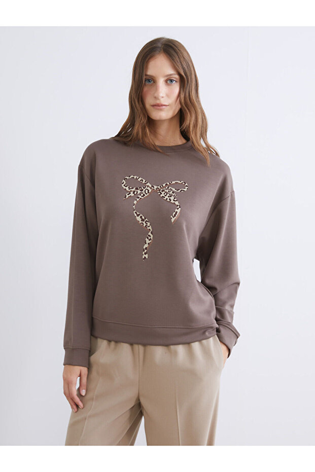 Crew Neck Printed Oversize Women's Sweatshirt