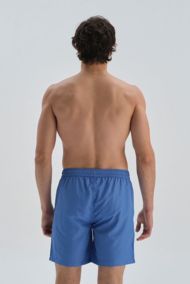 Mavi - Mint Yesili Micro Orta Düz Deniz Şortu - 2