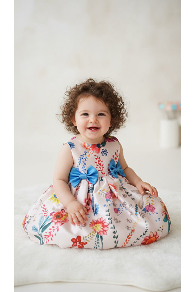 Baskılı Bebek Elbise - 1