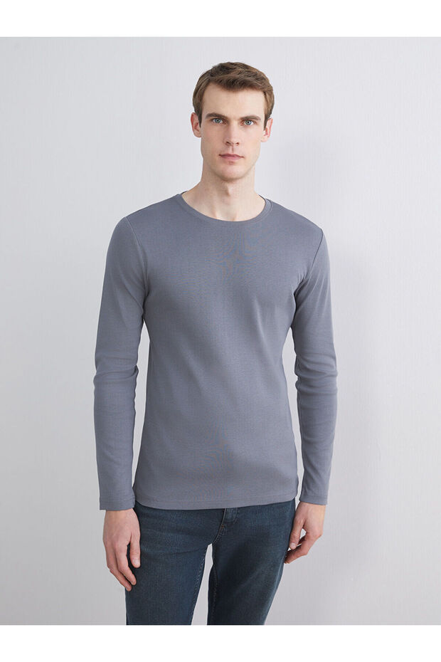 تي شيرت رجالي بأكمام طويلة من Peak New Season Crew Neck Basic