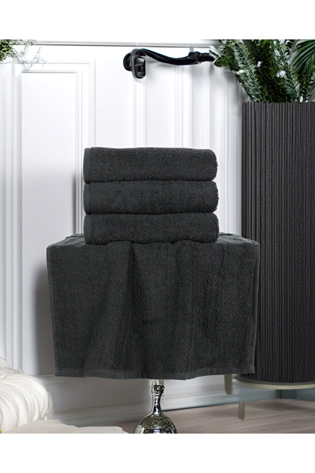 Black Hand Towel 4 Pack 50X90 cm Soft and Colorfast 100% Cotton