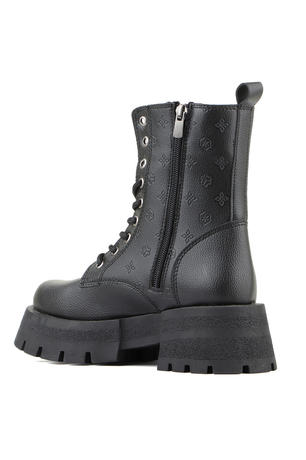 52446 Yüksek Tabanlı Fermuarlı Uzun Kadın Bot Siyah - 6