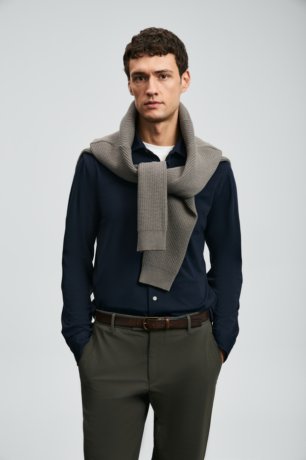 112010668 Carl Erkek Basic Gömlek Regular Fit Erkek Gömlek LACİVERT - 2