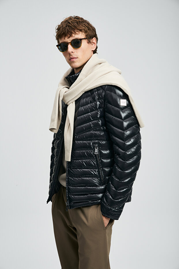 Luc Kaz Tüyü Erkek Mont Siyah - 3