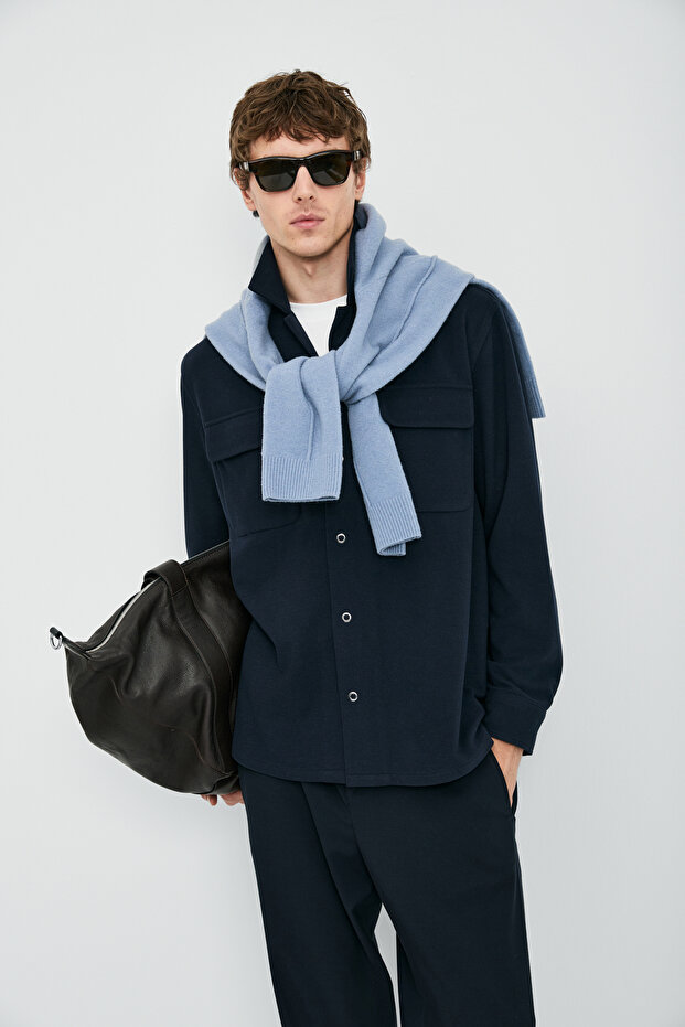 Ador Erkek Basic Gömlek Regular Fit Lacivert - 1