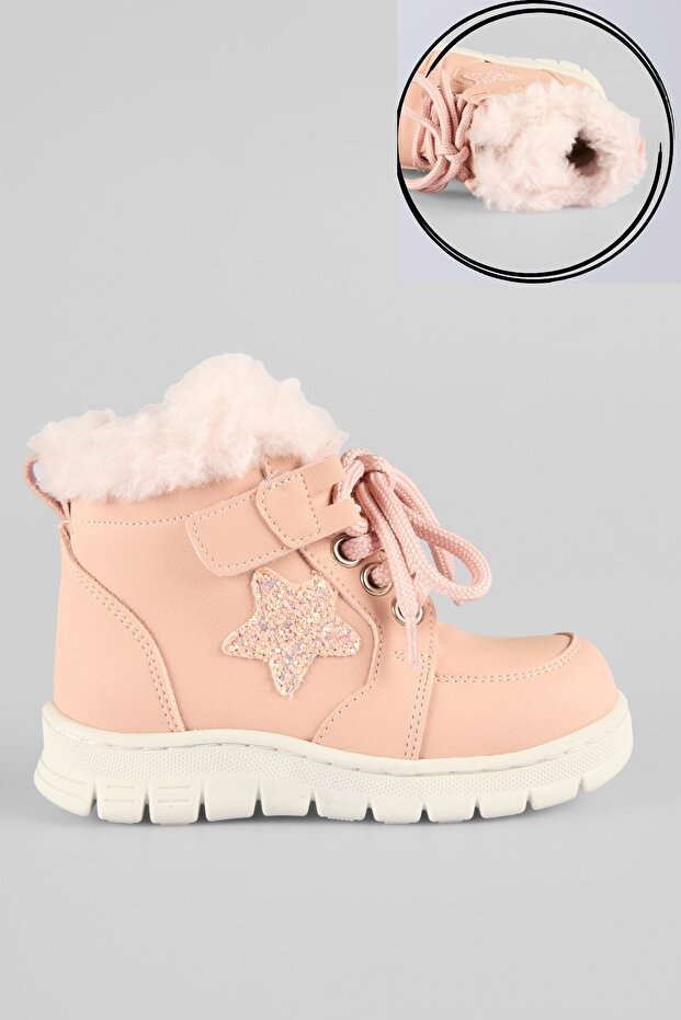 Size 22-36 Velcro Fastener Fur Lined Non-Slip Sole Winter Girls' Boots