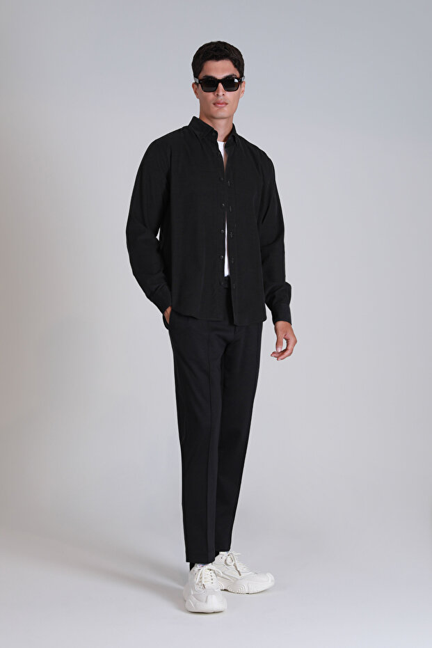 Water Erkek Basic Gömlek Slim Fit Antrasit - 4