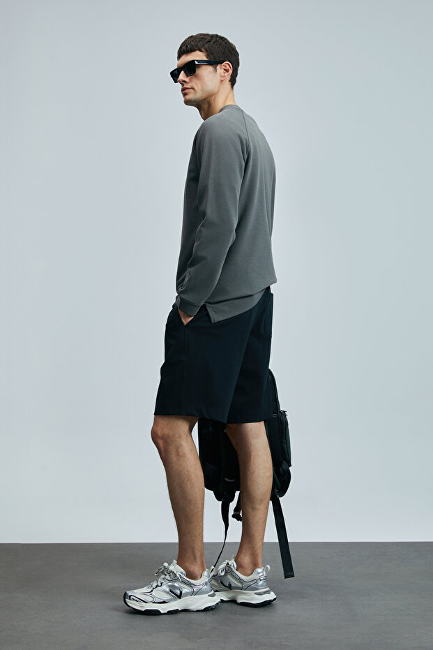 Moon Erkek Şort Eşofman Siyah - 4