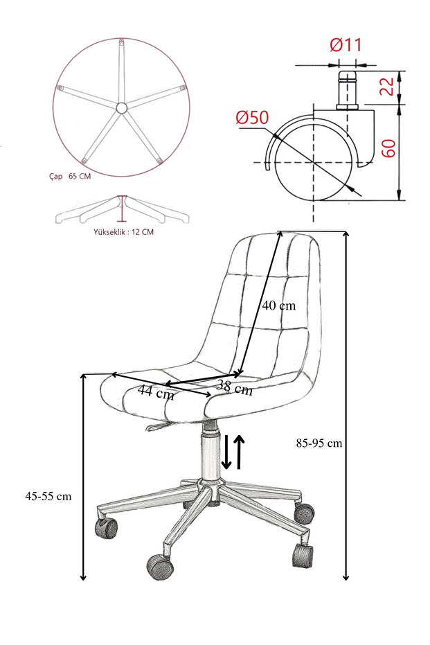 Lucia Çalışma Koltuğu (Krom Ayak ,Pembe Lakos Kumaş) - 4