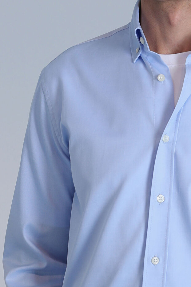 Jakob Erkek Basic Gömlek Slim Fit Mavi - 3