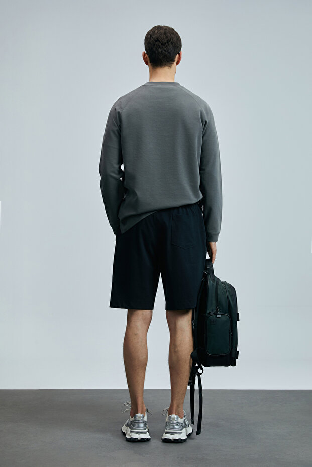 Moon Erkek Şort Eşofman Siyah - 6