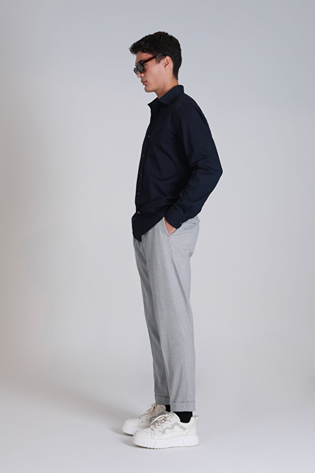 Ferla Erkek Basic Gömlek Slim Fit Lacivert - 5