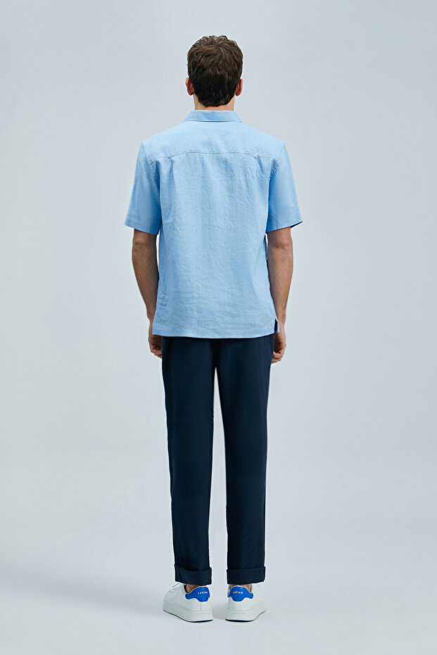 Bert Erkek Basic Gömlek Comfort Fit Mavi - 6