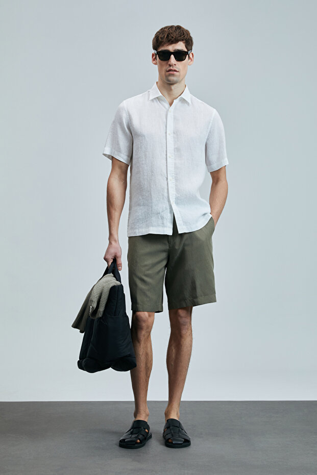 Bert Erkek Basic Gömlek Comfort Fit Beyaz - 1