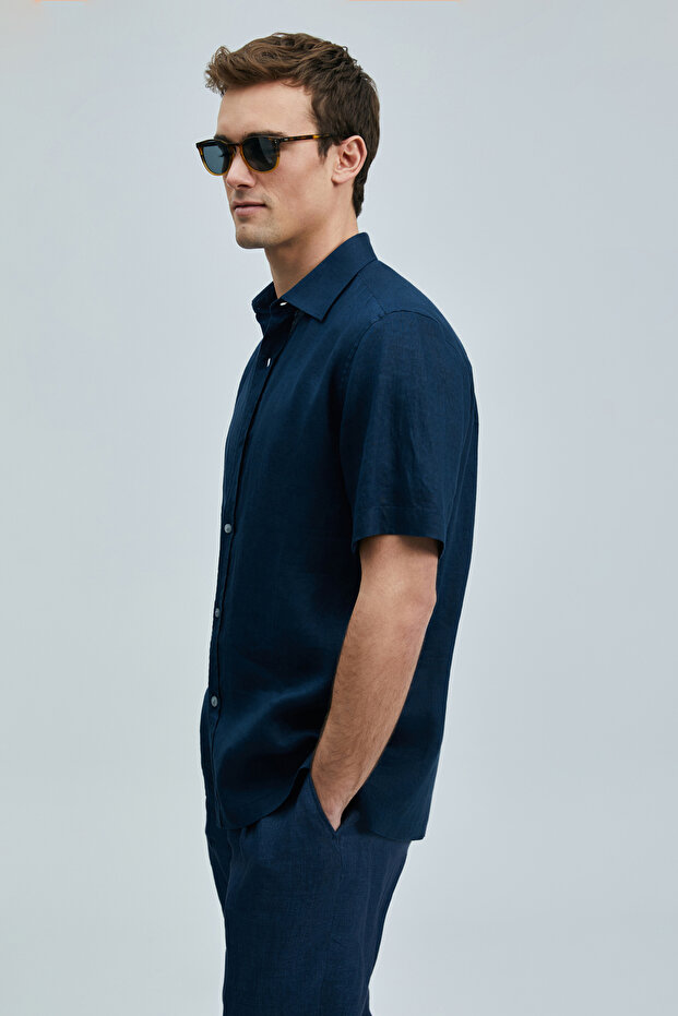 Bert Erkek Basic Gömlek Comfort Fit Lacivert - 4