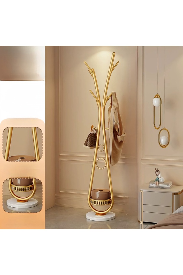 Modern clothes hanger with elegant artistic design and practical storage base - 3
