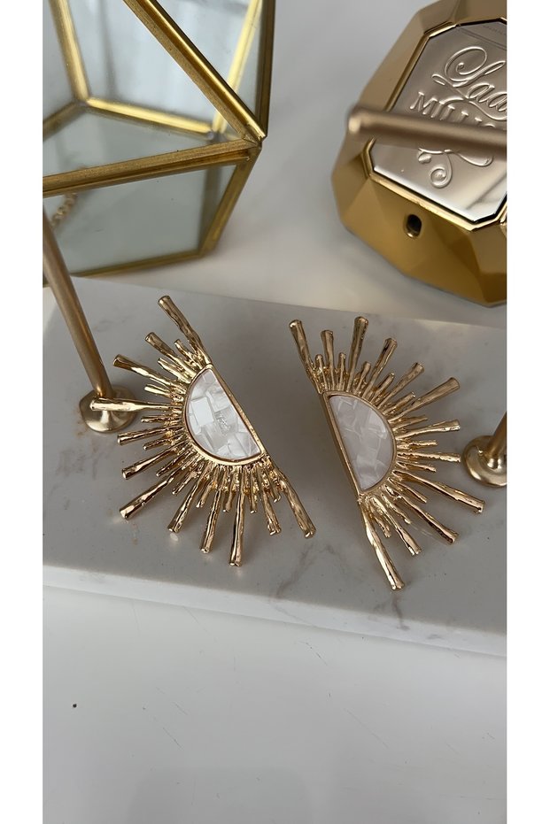 Gold Pearlescent Half Sun Earrings