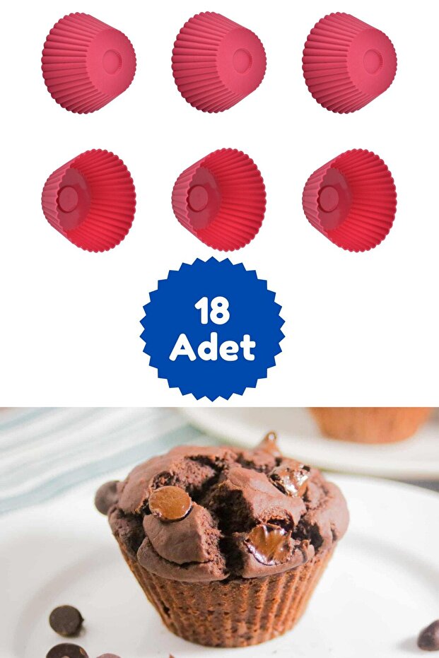 Red 18 Piece Silicone Mini Brownie Mold - Muffin Mold 18 Piece Cupcake Cake Mold