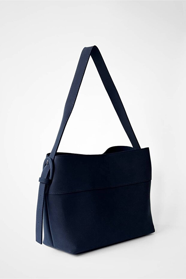 Tera Suede Belt Detailed Adjustable Strap Shopper Bag