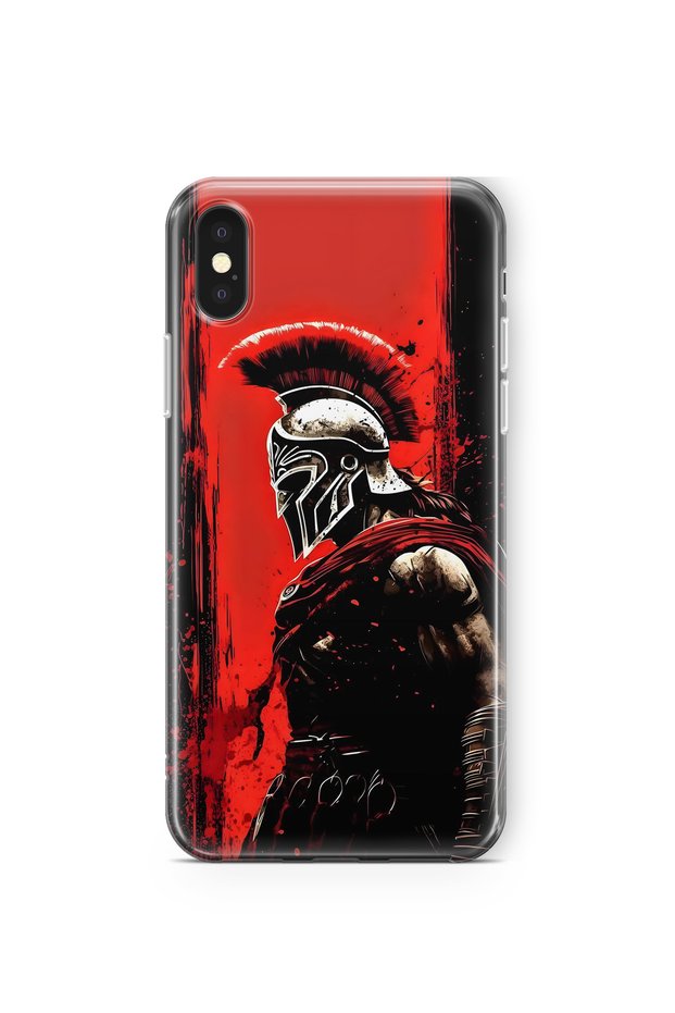 iPhone XS Max Compatible Warrior Sparta Patterned Transparent Phone Case