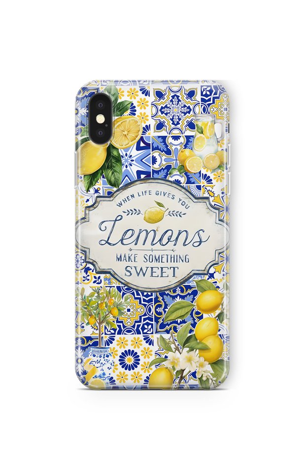 iPhone XS Max Compatible Lemon Patterned Transparent Phone Case