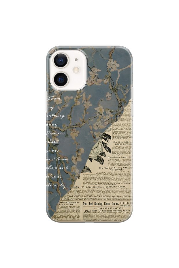 iPhone 12 Mini Compatible Vintage Newspaper Collage Pattern Transparent Phone Case