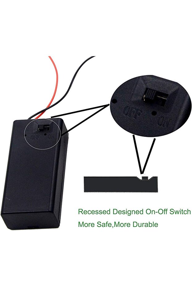 LampVPath 9V Battery Holder - Pack of 2 with On/Off Switch - 1