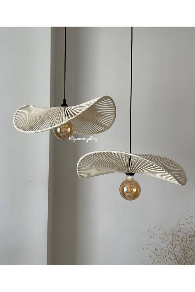 Ev Dekorasyonu Handmade 2Lİ Sarkıt Aydınlatma İskandinav Rustik Tarz Bohem Avize ( Duy Dahildir) - 1