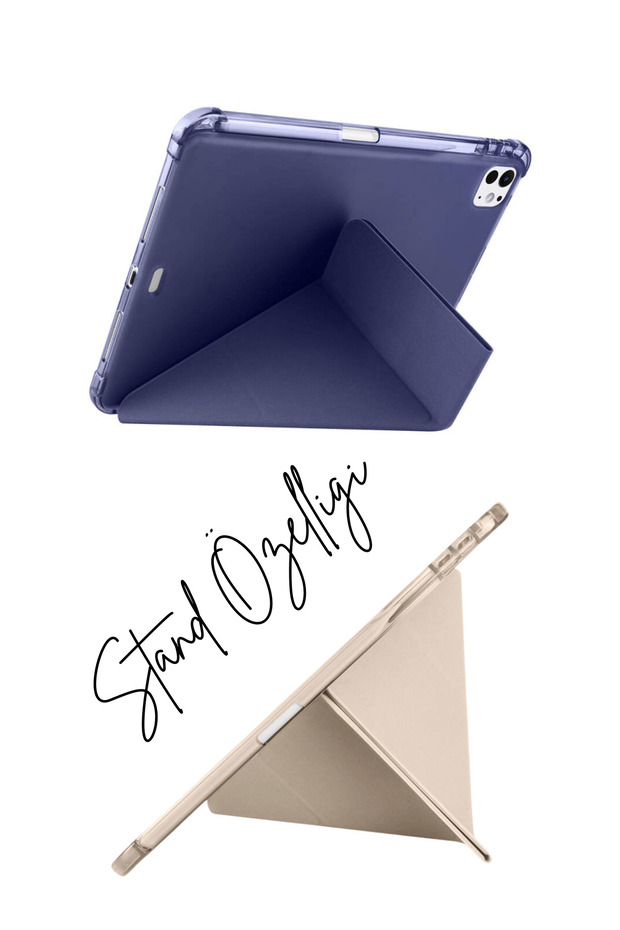 iPad Pro 11 2025 M5 Chip Compatible Tri-Folding Case with Pen Compartment and Smart Stand Feature - 3