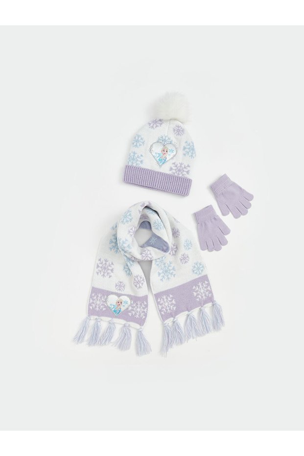 Quality Pieces from Çelebi Store: Frozen Printed Girls' Scarf, Beanie, and Glove Set