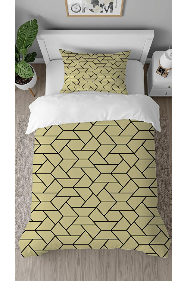 Geometric Line Pattern Printed Special Design Single Person Style Stylish Duvet Cover Set Without Sheets