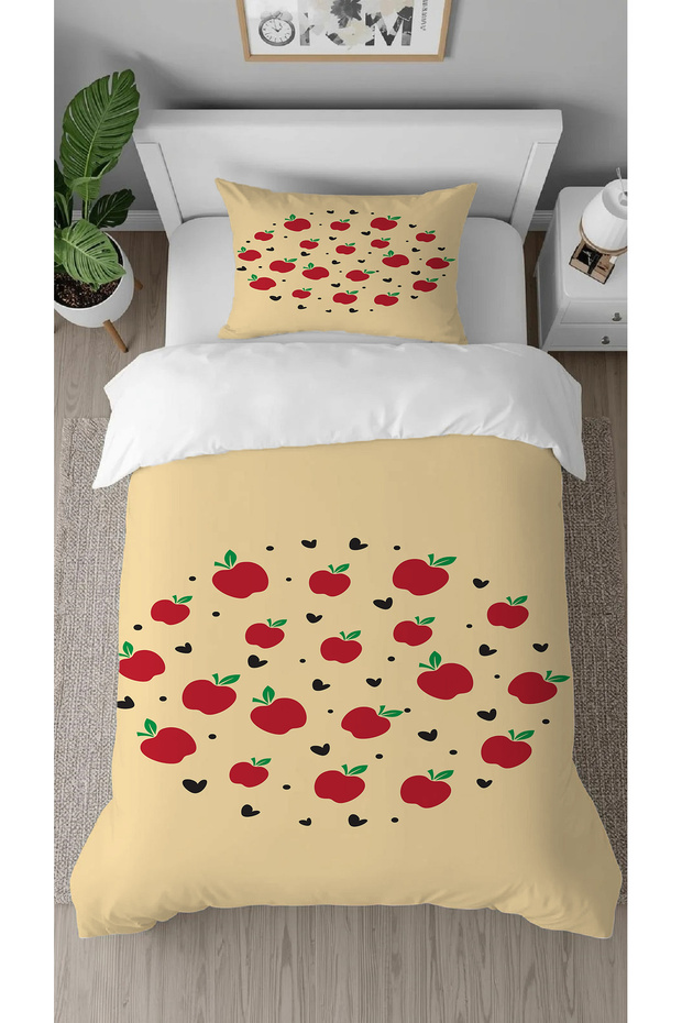 Apple Fruit Pattern Printed Special Design Single Modern Stylish Duvet Cover Set Without Sheets - 1